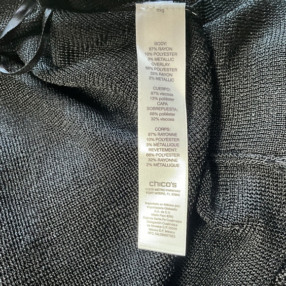 Chicos NEW Chrissy Cape Sweater Tank Duet Party Holiday Sparkle Classic Black XL - Picture 9 of 11